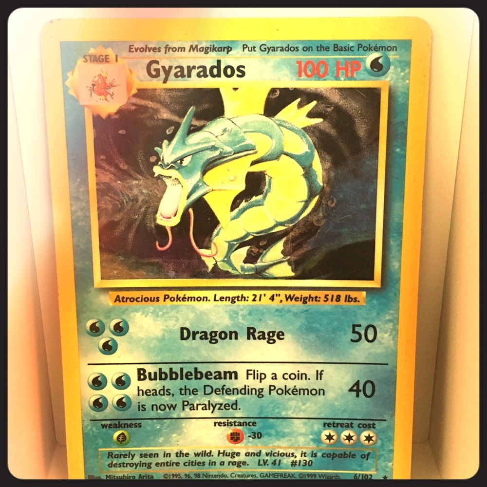 Gyarados 1995 rare Pokémon card